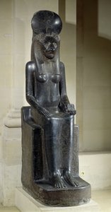 Staty av den lejonhuvade gudinnan Sekhmet, från Muts tempel, Karnak, Nya riket, ca 1391-1353 f.Kr. (diorit) (se även 218945).